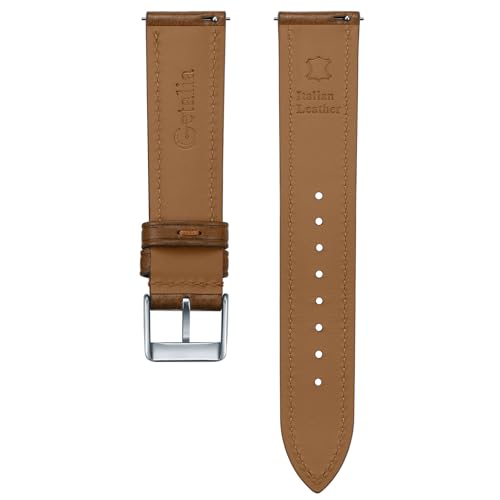 Getalia Italian leather Watch Band Tuscany Natural Vegetable-Tanned Full Grain Genuine Leather, Skin-Safe, Quick Release Replacement Watch Straps for Men and Women Thick and Soft (Cognac Width-20mm)