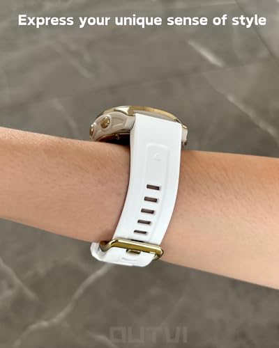 OUTVI Watch Band for Garmin Fenix 5S 6S 7S Pro Solar Silicone Light Gold Buckle Quick Fit 20mm Bands Replacement for Garmin Epix Pro Gen 2 42mm Descent Mk2S/3/3i for Women Fog Gray