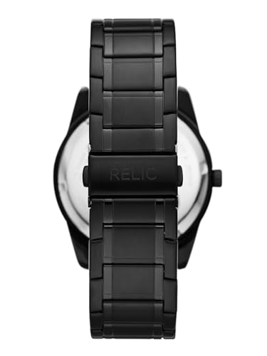 Relic by Fossil Men's Rylan Three-Hand Stainless Steel Bracelet Watch, Black Watch for Men