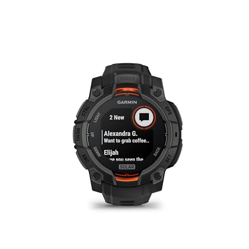 Wearable4U Garmin Instinct 3 Solar 45 mm, Rugged Outdoor GPS Smartwatch, Metal-Reinforced Bezel, Built-in Flashlight, Up to 28 Days of Battery Life, Black with Black Band Bundle
