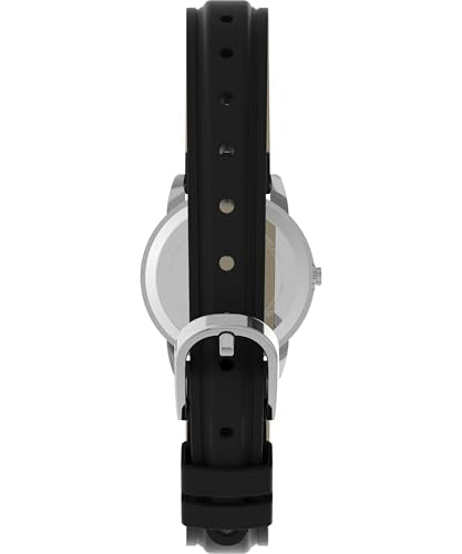 Timex Women's Easy Reader 25mm Watch – Silver-Tone Case White Dial with Black Leather Strap