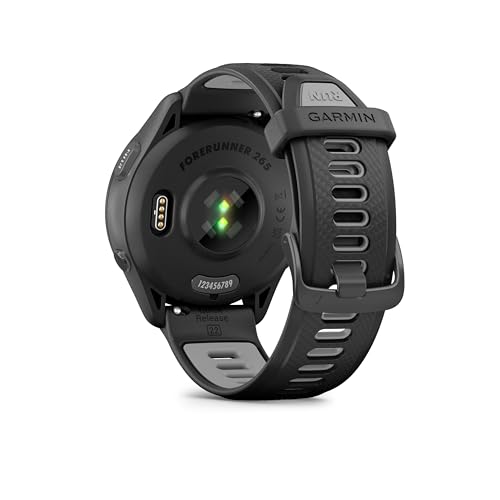 Garmin Forerunner 265 Running Smartwatch, Colorful AMOLED Display, Training Metrics and Recovery Insights, Black and Powder Gray