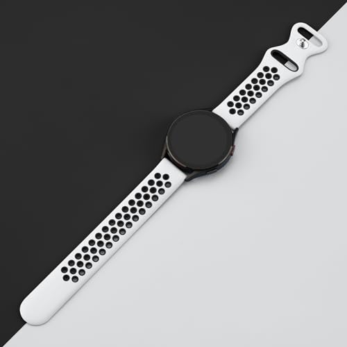 Meliya 20mm 22mm Watch Bands Quick Release Replacement Wristband, Soft Silicone Bands Breathable Sport Replacement Straps for Men Women (20mm, White-Black)