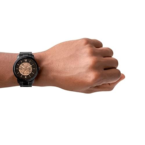 Fossil Men's Neutra Automatic Stainless Steel Three-Hand Skeleton Watch, Color: Black (Model: ME3183)