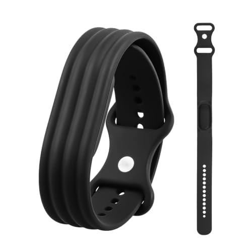 VANEST Replacement Silicone Band Compatible with Google Fitbit Air, Soft Adjustable Wristband Strap for Daily Wear, Waterproof, Health and Fitness Wearable Tracker Accessories (Black, Silicone)