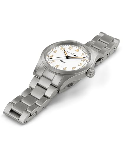Hamilton Khaki Field Khaki Quartz Men's Watch, 38mm Stainless Steel Case, Swiss Made, White Dial Analog Wrist Watch for Men, 50m Waterproof, Sapphire Crystal, Stainless Steel Strap