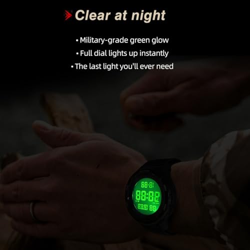 CakCity Digital Watch Military Watches for Men Black Tactical Waterproof Sports Men's Women's Wrist Watch with LED Backlight Stopwatch Nylon Band