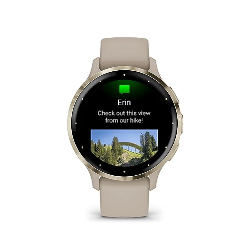 Garmin Venu 3S Soft Gold Stainless Steel Bezel 1.2-Inch AMOLED Touchscreen Display Smart Watch, Garmin Connect, Phone Supported with 41mm French Gray Case and Silicone Band