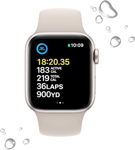 Apple Watch SE (2nd Gen) (GPS, 40mm) - Starlight Aluminum Case with Starlight Sport Band, S/M (Renewed Premium)