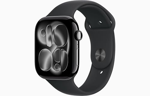 Apple Watch Series 11 [GPS + Cellular, 46mm] Jet Black Aluminum Case with Black Sport Band, M/L (Renewed)