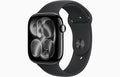 Apple Watch Series 11 [GPS + Cellular, 46mm] Jet Black Aluminum Case with Black Sport Band, M/L (Renewed)
