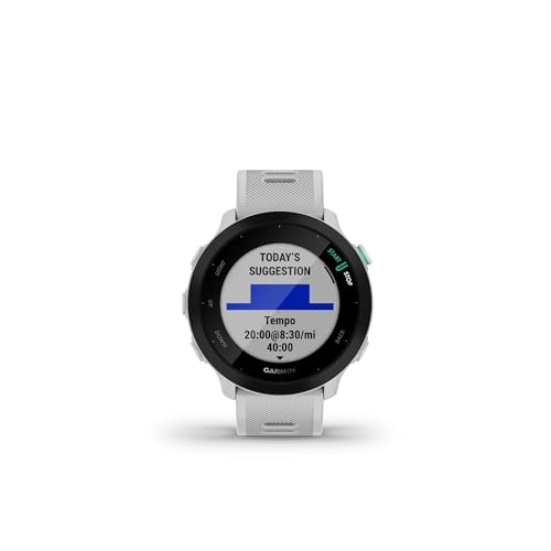 Garmin Forerunner 55, GPS Running Watch with Daily Suggested Workouts, Up to 2 Weeks of Battery Life, White