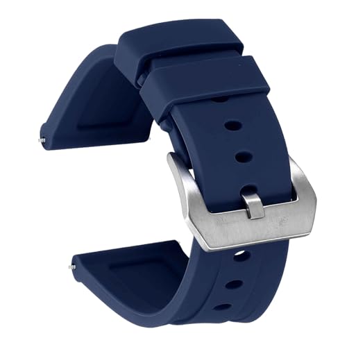 HARFINGTON Silicone Watch Bands 26mm Width Waterproof Quick Release Rubber Watch Bands with Silver Buckle for Men Women, Dark Blue