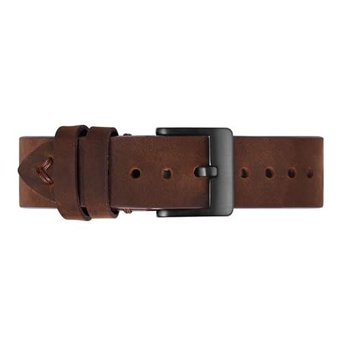 BISONSTRAP Distressed Leather Watch Strap, Watch Replacement Bands for Men, Quick Release Spring Bars, 22mm, Coffee Brown (Black Buckle)