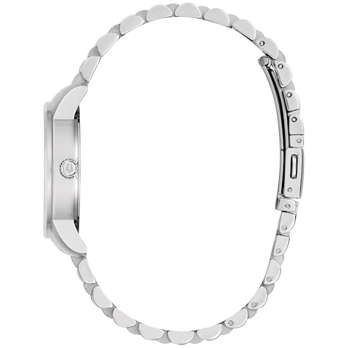 Bulova Ladies Quartz Dress Classic Watch, Silver-Tone Stainless Steel Bracelet, Aqua Dial, Calendar Style: 96P259