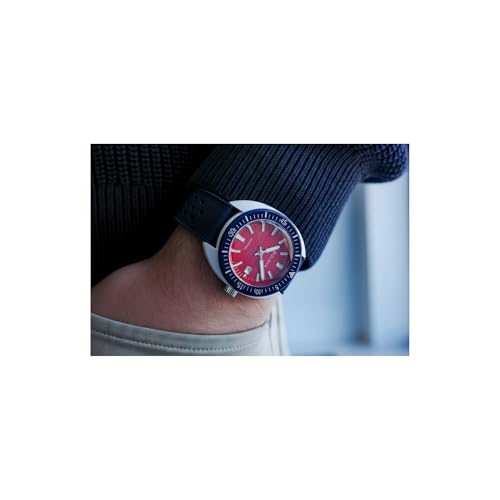 Bulova Men's Snorkel - America's 250th Sail 4th Special Edition: 41mm White Hybrid-Ceramic Case with a Blue Rubber Strap & Red Dial (Style: 98B474)