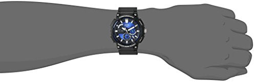 Casio MCW200H Series Men's Analog Watch, Black/Blue, 100M Water Resistant, Retrograde Chronograph, 1/20-Second Stopwatch, Date Display, Multi-Dial Design, Resin Glass, Durable Case and Band, 3-Year Battery