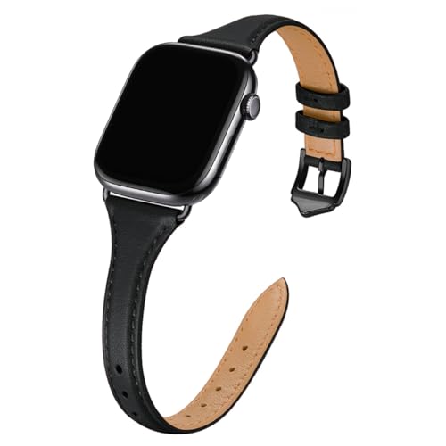 WFEAGL Compatible with Leather Apple Watch Band 41mm 40mm 38mm 42mm(series 11 10) Women, Top Grain Leather Strap Slim & Thin Replacement Wristband for iWatch Bands SE 3 2 1, Series 11 10 9 8 7 6 5 4 3 2 1