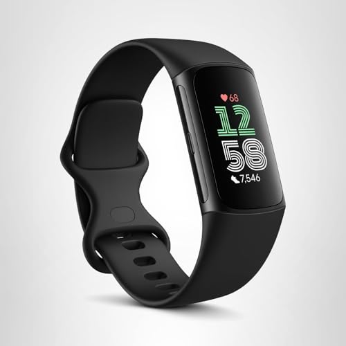 Fitbit Charge 6 Fitness Tracker with Google Apps - Heart Rate on Exercise Equipment - 3-Month Google Health Premium Membership Included - Health Tools - Obsidian/Black - Small&Large Bands Included