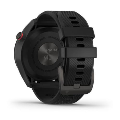 Garmin Approach S42, GPS Golf Smartwatch, Lightweight with 1.2" Touchscreen, 42k+ Preloaded Courses, Gunmetal Ceramic Bezel and Black Silicone Band, 010-02572-10