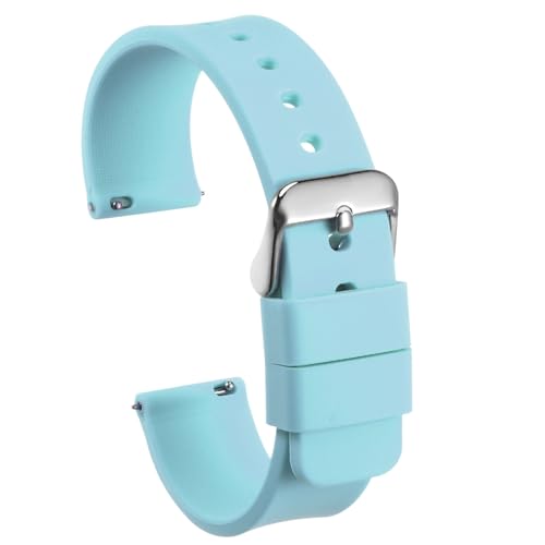 HARFINGTON Silicone Watch Band 16mm Width Quick Release Soft Rubber Replacement Watch Strap with Stainless Steel Buckle for Men Women, Blue