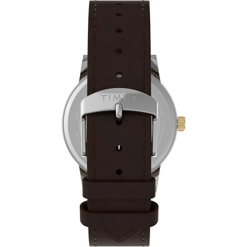 Timex Men's Main Street 38mm Watch - Brown Strap Green Dial Silver-Tone Case