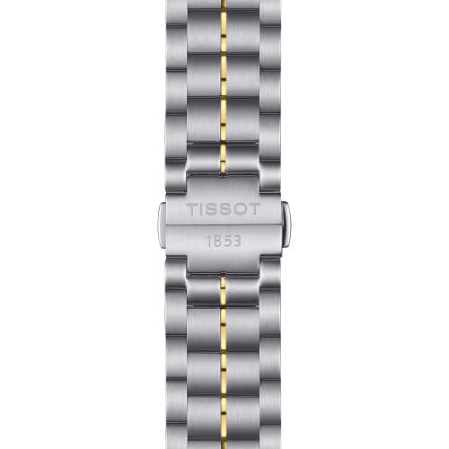 Tissot mens Tissot Luxury Powermatic 80 316L stainless steel case with yellow gold PVD coating Automatic Watch, Grey, Stainless steel, 22 (T0864072226100)