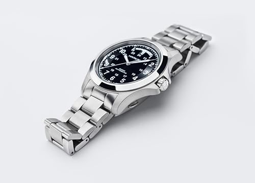 Hamilton Khaki Field King Automatic Men's Watch, 40mm Stainless Steel Case, Swiss Made, Black Dial Analog Wrist Watch for Men, 50m Waterproof, Sapphire Crystal, Stainless Steel Strap