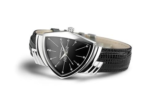 Hamilton Ventura Swiss Quartz Men's Watch, 32mm x 50mm Stainless Steel Case, Swiss Made, Black Dial Analog Wrist Watch for Men, 50m Waterproof, Mineral Crystal