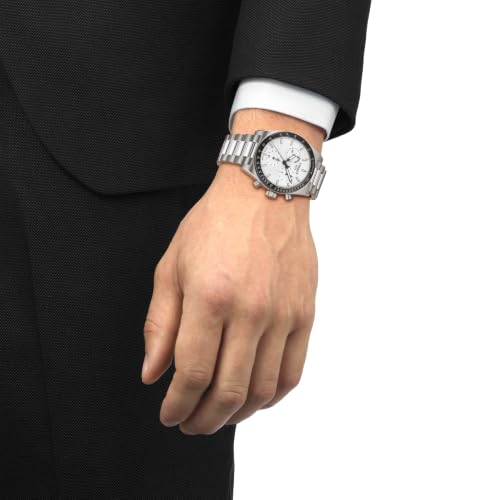 Tissot PR516 40mm, Swiss Quartz Chronograph Watch for Men, Stainless Steel Case, White Dial, T1494171101100