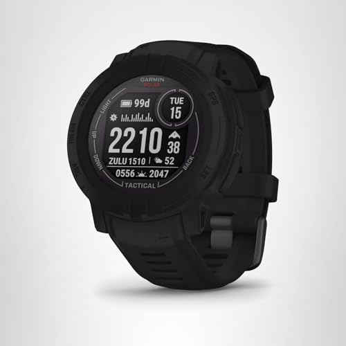 Garmin Instinct 2 Solar, Tactical-Edition, Rugged Outdoor Watch with GPS, with Solar Charging Capabilities, Built for All Elements, Multi-GNSS Support, Tracback Routing and More, Black