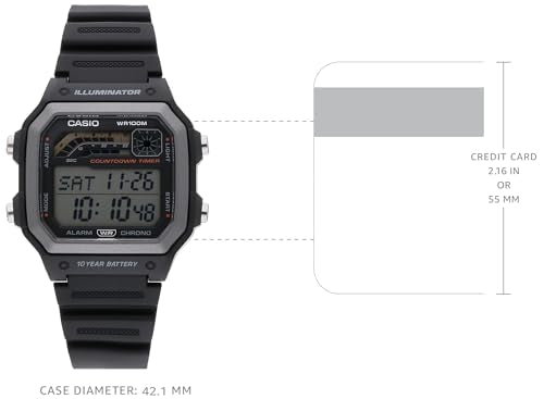 Casio WS-1600H Series | Digital Watch | Black | 90s Sport Design | Event Timer | 9 Preset Timers | World Time | 10-Year Battery | 100M Water Resistant | LED