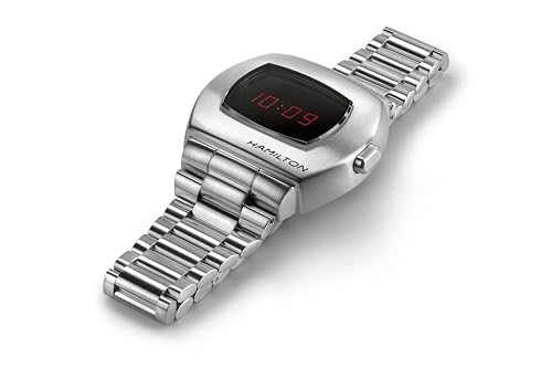 Hamilton American Classic PSR Quartz Men's Watch, 41mm x 35mm Stainless Steel Case, Swiss Made, Red Dial Analog Wrist Watch for Men, 100m Waterproof, Sapphire Crystal, Stainless Steel Strap