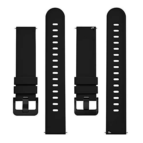 BISONSTRAP Silicone Watch Bands, Slim Watch Straps with Quick Release, 22mm, Black with Black Buckle