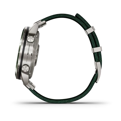 Garmin MARQ Golfer (Gen 2) Smartwatch, Grade-5 Titanium Case, Sapphire Lens, AMOLED Display, Advanced Golf Features & Virtual Caddie, Green Jacquard-Weave Nylon Strap, 010-02648-20 (Renewed)