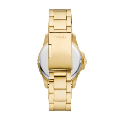 Fossil Men's Watch, Blue Quartz Stainless Steel Three-Hand Watch for Men, Color: Gold/Green Taper