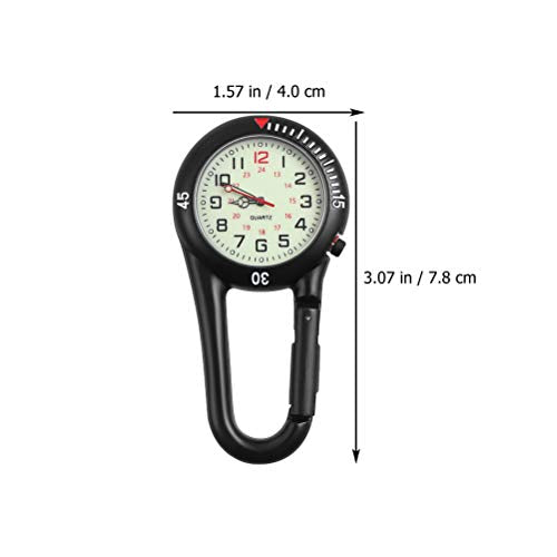 Toyvian Clip-on Carabiner Watches, 2 Pieces Glow in The Dark Quartz Pocket Watches Waterproof Luminous Fob Watch for Men Women Nurses Hikers Doctors Backpacking Heavy Duty Outdoor Timepiece