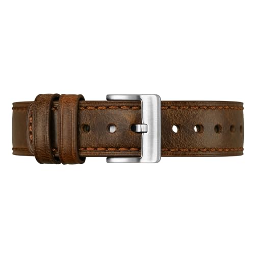 BISONSTRAP Leather Watch Straps, Classic Oil Waxed Leather, Quick Release Replacement Band for Men and Women, 20mm, Dark Brown/Silver Buckle