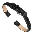 uxcell Black Genuine Leather Band 8mm Width, Flat Thin Elegant Leather Watch Strap Black Buckle for Men and Women