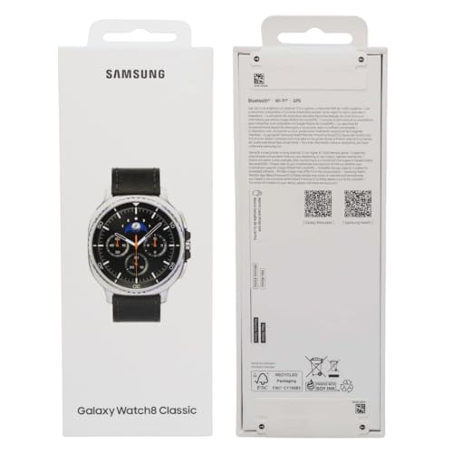 Samsung Galaxy Watch 8 Classic | 46mm, Rotating Bezel | AI Smartwatch w/ 1.34" AMOLED, Wi-Fi, Bluetooth, GPS Fitness Tracker, IP68 | International Latin Model (No Warranty) L500 | w/Charger Cube,
