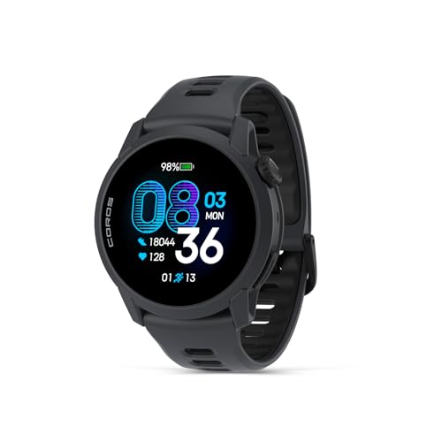 COROS PACE 4 Ultralight Sport GPS Watch, 1.2" AMOLED Touchscreen,19 Days of Daily use, Voice Features, Advanced Training Tools, Accurate GPS, Heart Rate Monitor (Black Silicone, Standard)