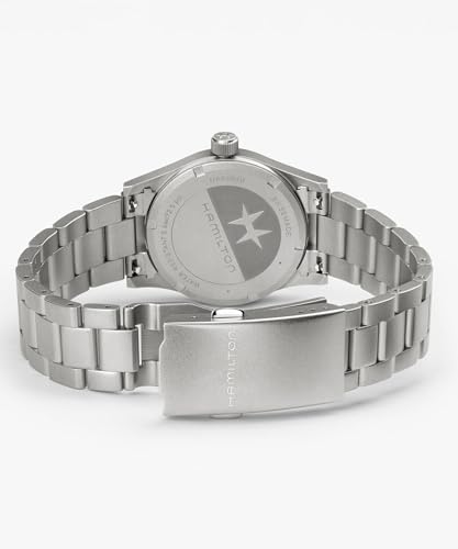 Hamilton Khaki Field Khaki Quartz Men's Watch, 33mm Stainless Steel Case, Swiss Made, Black Dial Analog Wrist Watch for Men, 50m Waterproof, Sapphire Crystal, Stainless Steel Strap