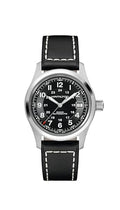 Hamilton Khaki Field Automatic Men's Watch, 38mm Stainless Steel Case, Swiss Made, Black Dial Analog Wrist Watch for Men, 100m Waterproof, Sapphire Crystal, 3-Hand Movement, Cow Leather Strap