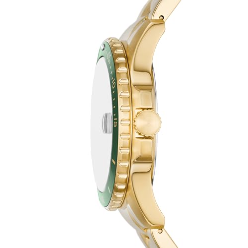Fossil Men's Watch, Blue Quartz Stainless Steel Three-Hand Watch for Men, Color: Gold/Green Taper
