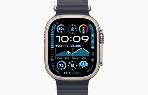 Apple Watch Ultra 2 [GPS + Cellular, 49mm] - Titanium Case with Blue Ocean Band, One Size (Renewed)