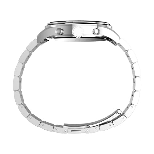 Timex Men's Dress Chronograph 43mm Watch - Silver-Tone Bracelet Black Dial Silver-Tone Case
