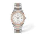 Tissot PRC 100 Solar, White Dial, 34mm Watch for Women, Two-Tone Rose Gold and Silver Stainless Steel Bracelet, Solar Quartz Movement, T1518222211100