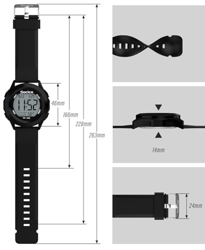SOCICO Mens Digital Watch Sports Waterproof Outdoor Large Face Military Watches with Stopwatch Back Light Alarm Date Display