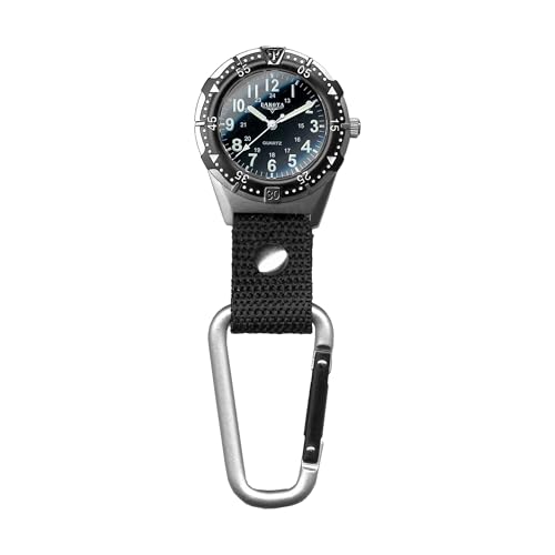 Dakota Backpacker Clip, Clip Watch, Nylon Carabiner Strap, Lightweight Watch Watch, Outdoor Gifts for Men and Women, Use for Fishing, Hunting, Golf and More, Tactical Watch-Black