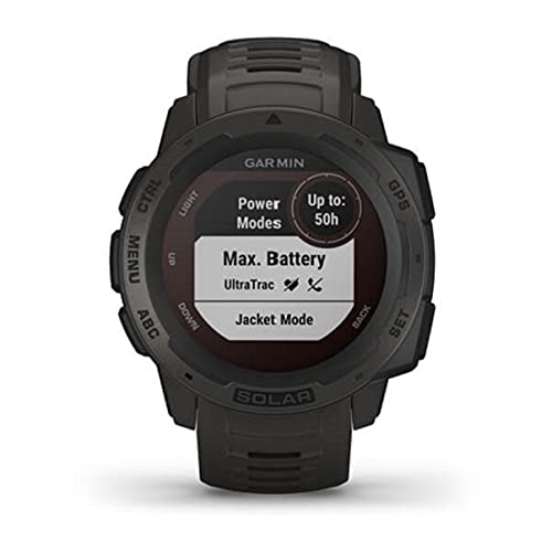 Garmin 010-02293-10 Instinct Solar, Rugged Outdoor Smartwatch with Solar Charging Capabilities, Built-in Sports Apps and Health Monitoring, Graphite